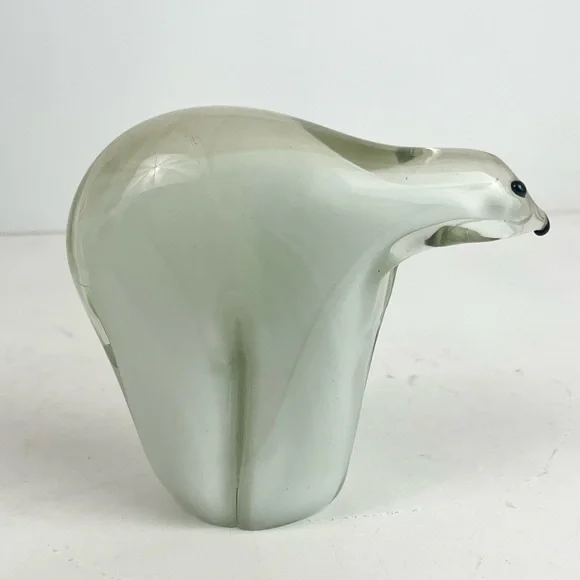 Art Blown Glass Polar Bear Paperweight - Picture 4 of 14